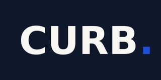 CURB logo in white text on dark blue background with small blue square